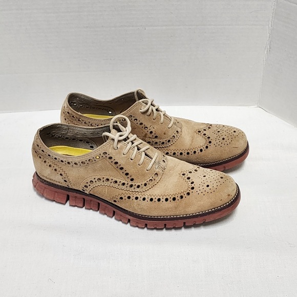 Cole Haan Zerogrand Mushroom Suede Wingtip Shoes Oxford Soft QUALITY mens 9.5 - Picture 13 of 16
